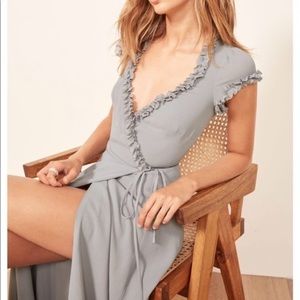 Reformation Gwyneth Wrap Dress in Sky